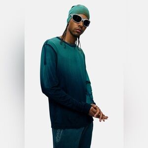 Cotton Citizen Prince Long Sleeve Teal Blue Cast Crew Neck Tee Green Size Small